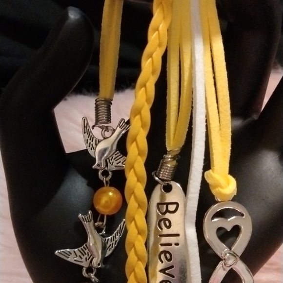 Bohemian Leather Wrapped Bracelet NEW!  BELIEVE DOVES HEARTS - Picture 4 of 5